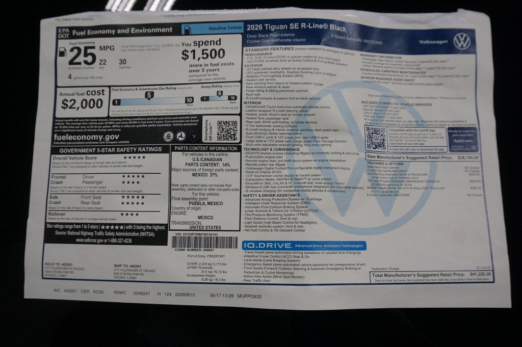 2026 Volkswagen Tiguan SE R-Line Black
