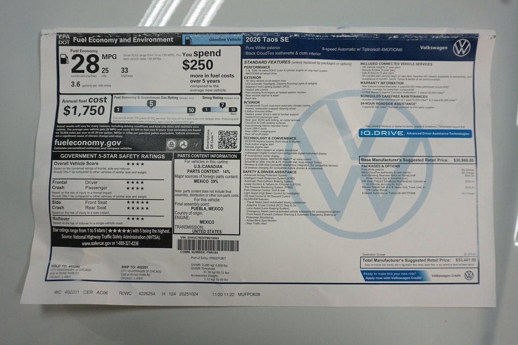 2026 Volkswagen Taos 1.5T SE