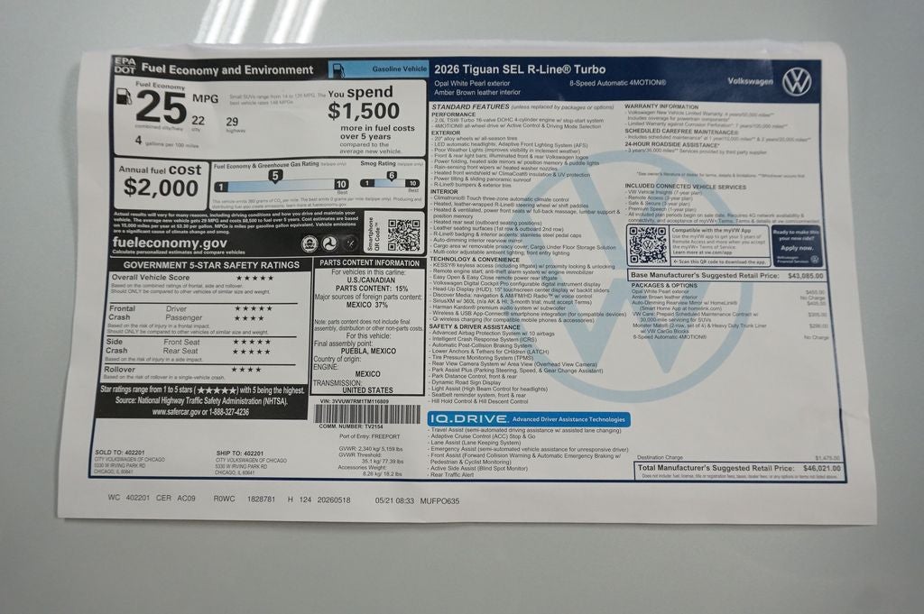 2026 Volkswagen Tiguan 2.0T SEL R-Line Turbo