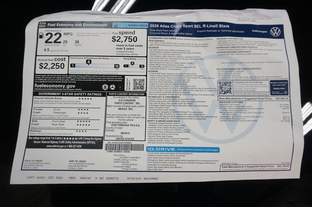 2026 Volkswagen Atlas Cross Sport 2.0T SEL R-Line Black