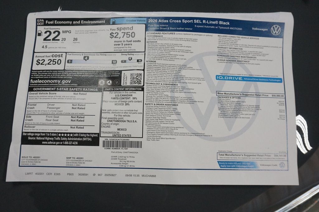 2026 Volkswagen Atlas Cross Sport 2.0T SEL R-Line Black