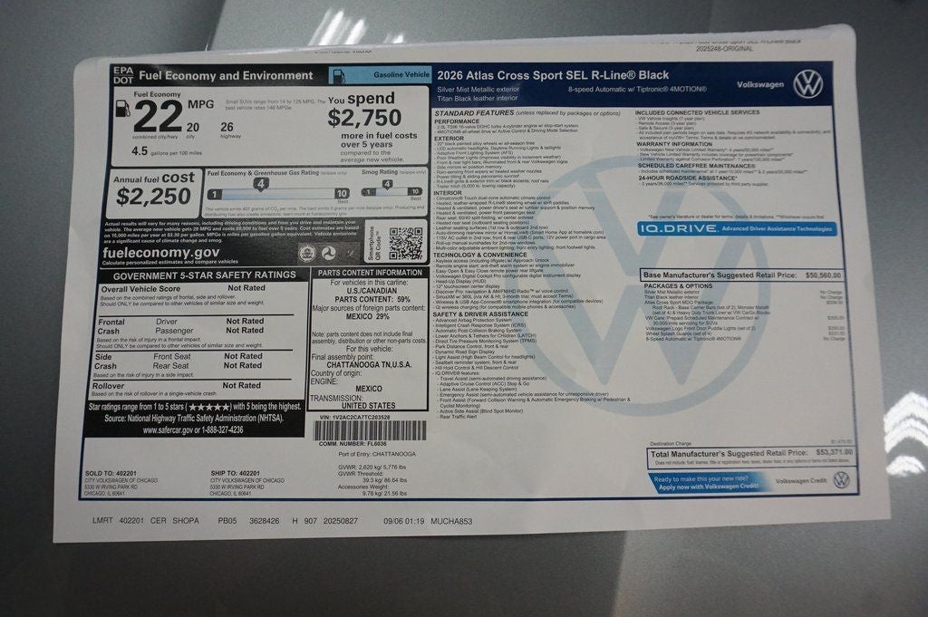 2026 Volkswagen Atlas Cross Sport 2.0T SEL R-Line Black
