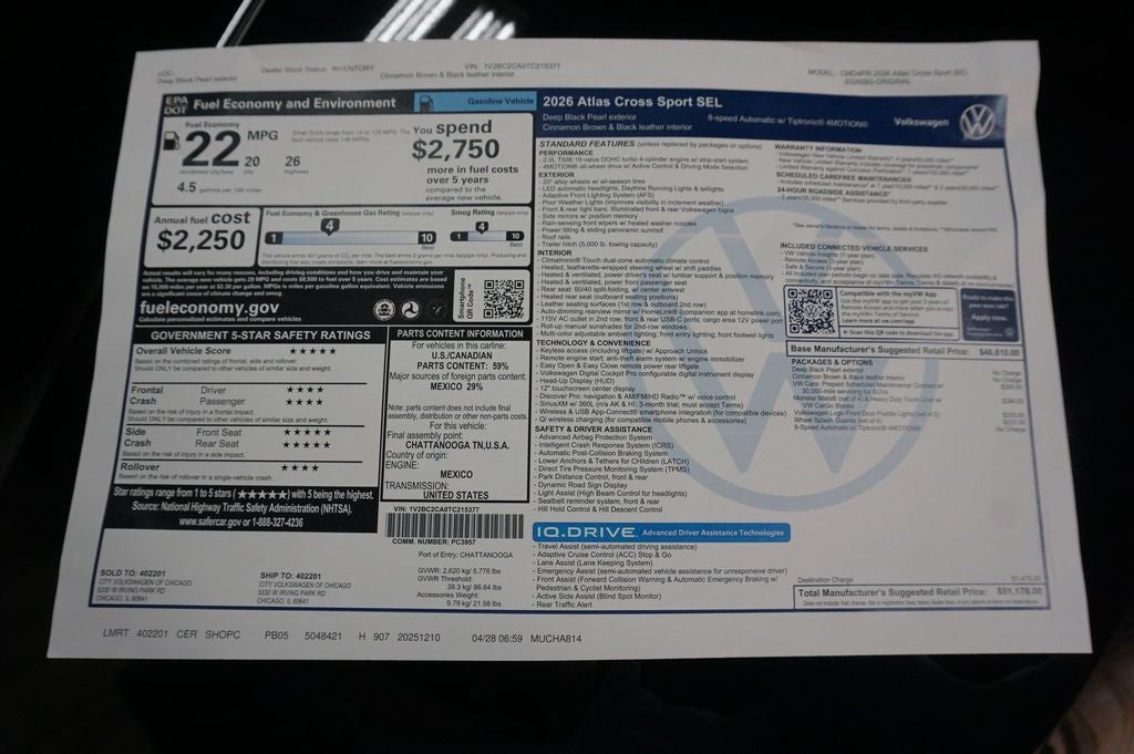 2026 Volkswagen Atlas Cross Sport 2.0T SEL