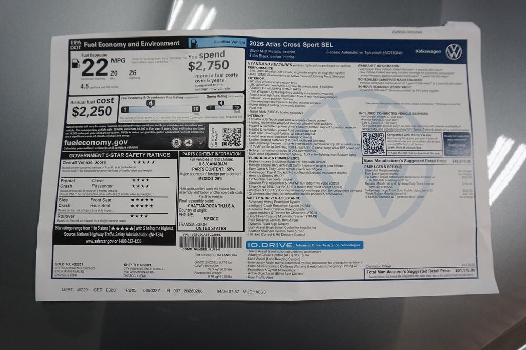 2026 Volkswagen Atlas Cross Sport 2.0T SEL