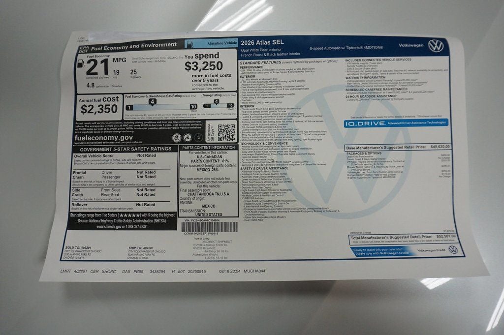 2026 Volkswagen Atlas 2.0T SEL