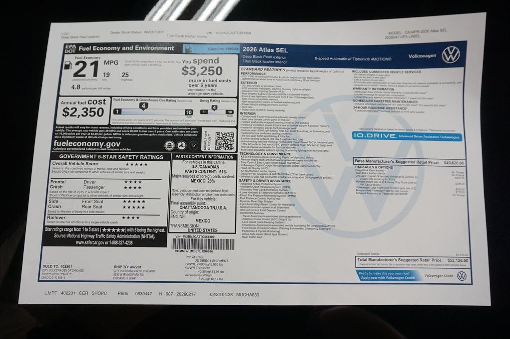 2026 Volkswagen Atlas 2.0T SEL