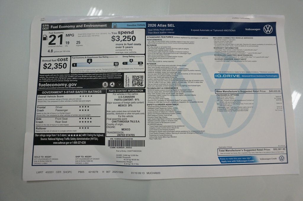 2026 Volkswagen Atlas 2.0T SEL