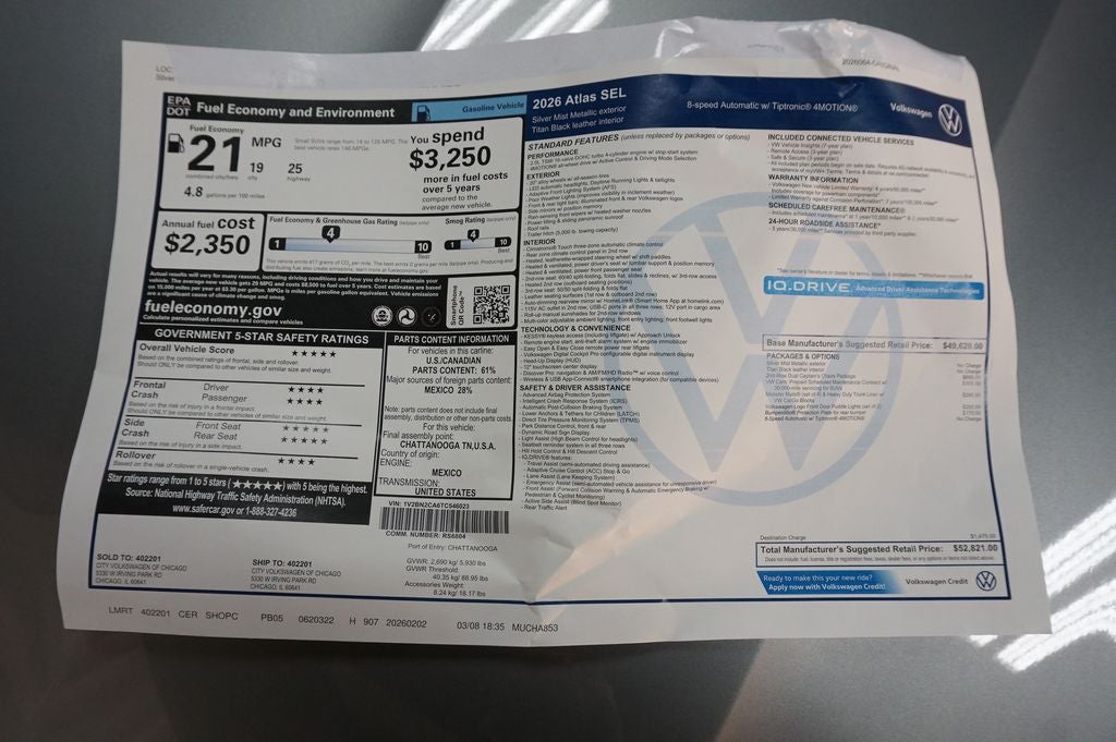 2026 Volkswagen Atlas 2.0T SEL