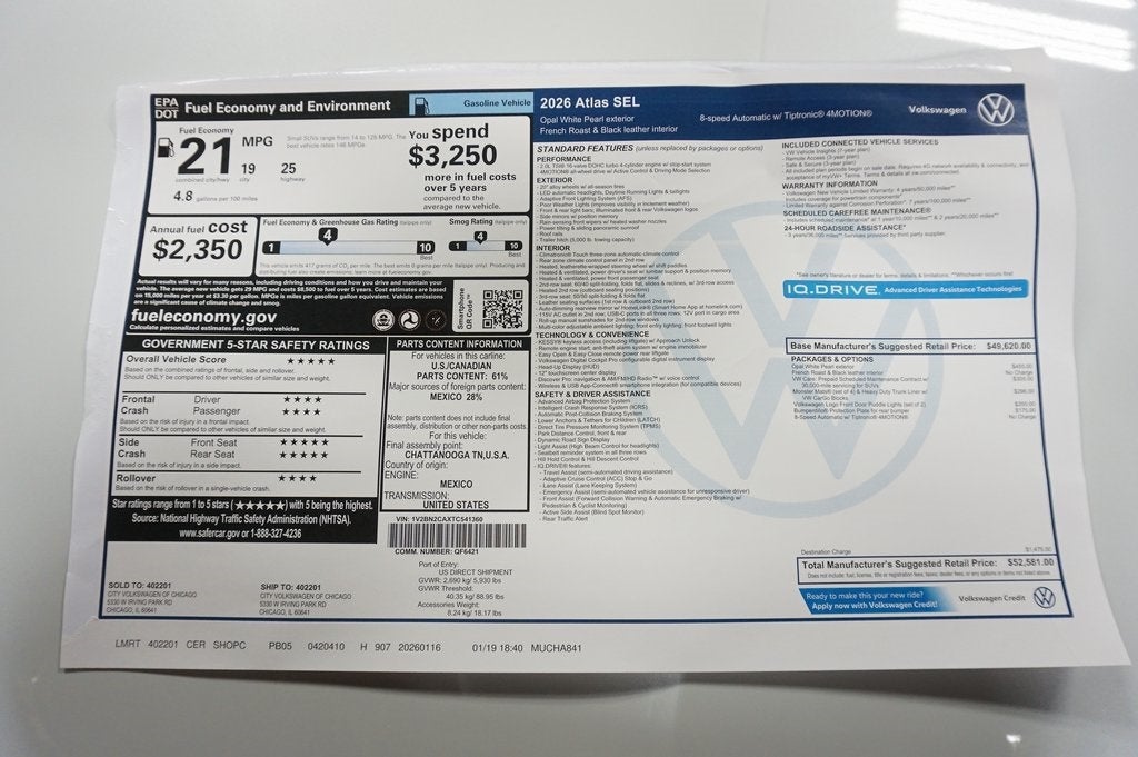 2026 Volkswagen Atlas 2.0T SEL