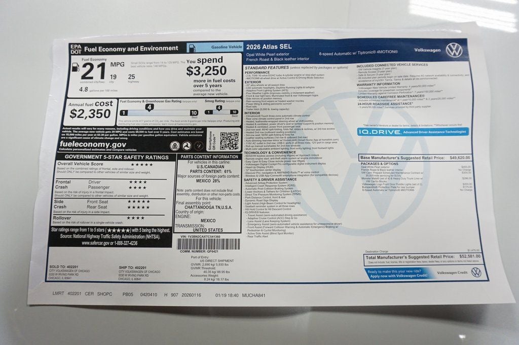 2026 Volkswagen Atlas 2.0T SEL