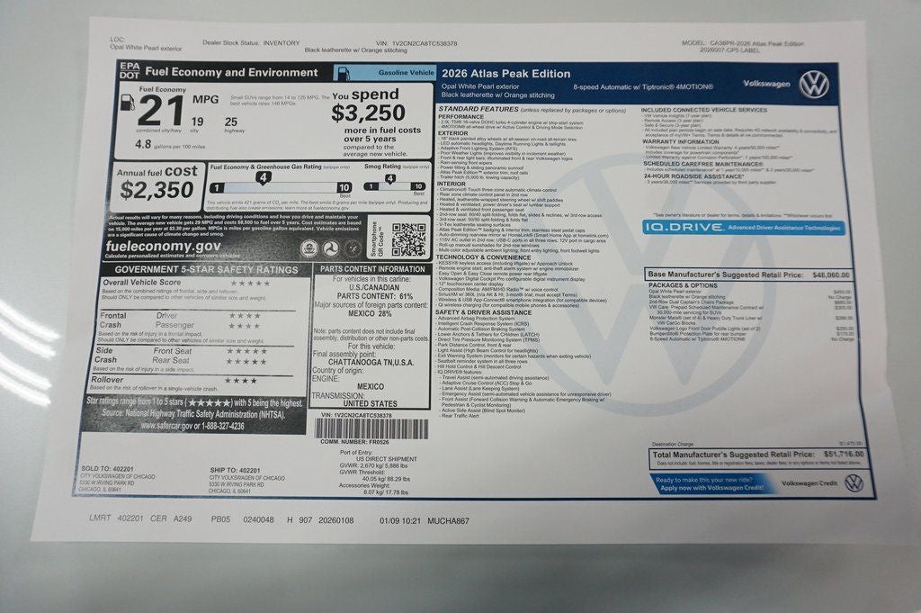 2026 Volkswagen Atlas 2.0T Peak Edition