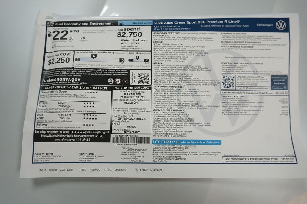 2026 Volkswagen Atlas Cross Sport 2.0T SEL Premium R-Line