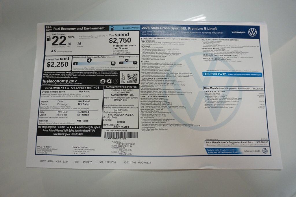 2026 Volkswagen Atlas Cross Sport 2.0T SEL Premium R-Line