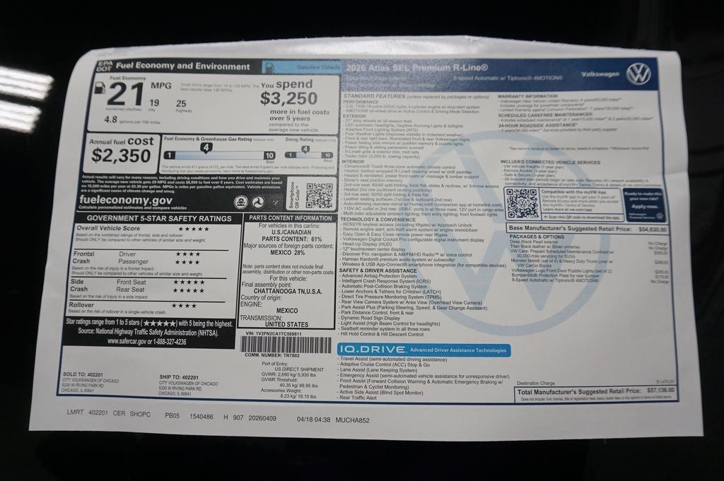 2026 Volkswagen Atlas 2.0T SEL Premium R-Line