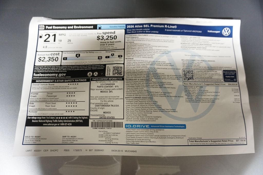 2026 Volkswagen Atlas 2.0T SEL Premium R-Line