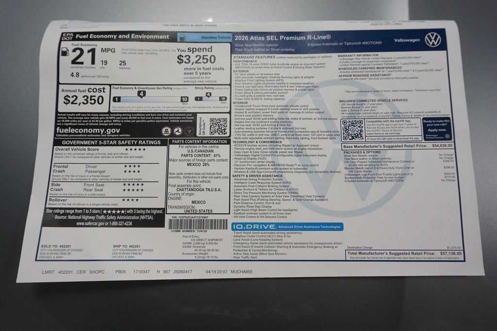 2026 Volkswagen Atlas 2.0T SEL Premium R-Line