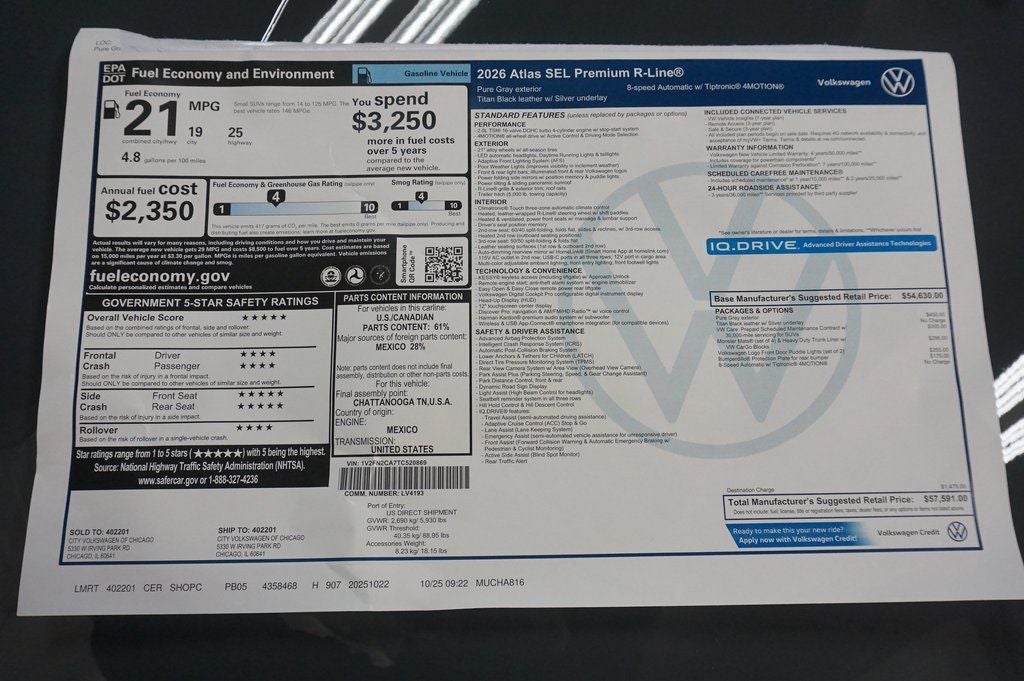 2026 Volkswagen Atlas 2.0T SEL Premium R-Line