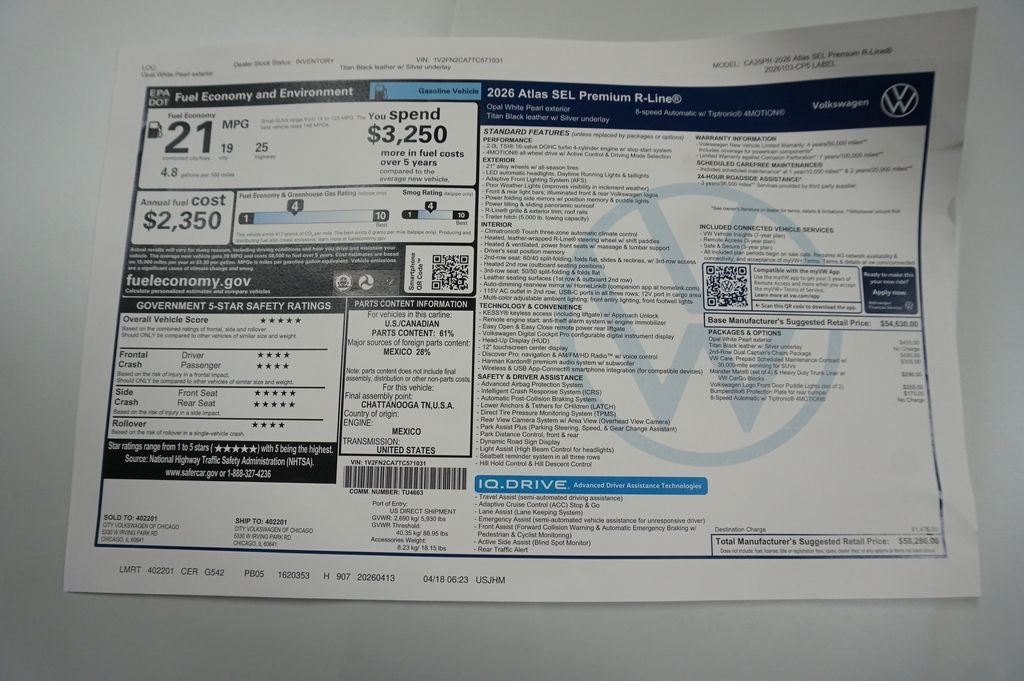 2026 Volkswagen Atlas 2.0T SEL Premium R-Line