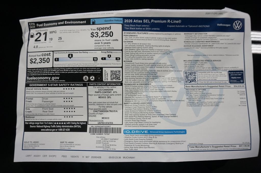 2026 Volkswagen Atlas 2.0T SEL Premium R-Line