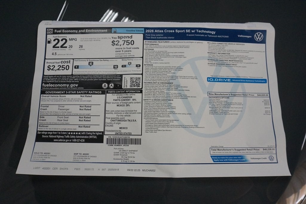 2026 Volkswagen Atlas Cross Sport 2.0T SE w/Technology