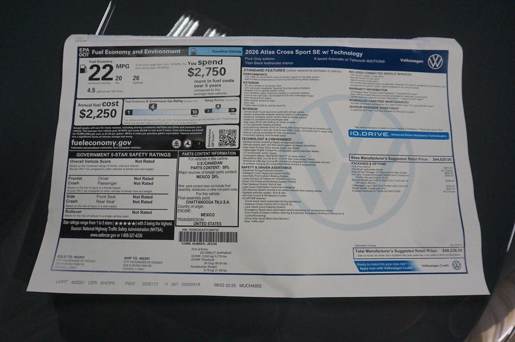 2026 Volkswagen Atlas Cross Sport 2.0T SE w/Technology