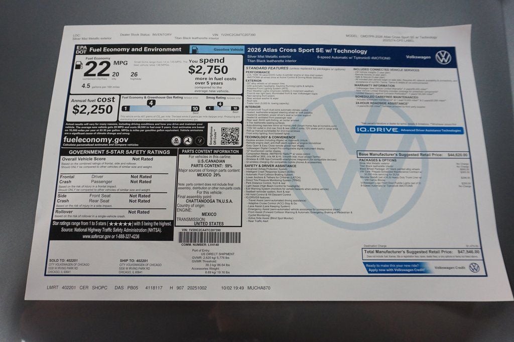 2026 Volkswagen Atlas Cross Sport 2.0T SE w/Technology