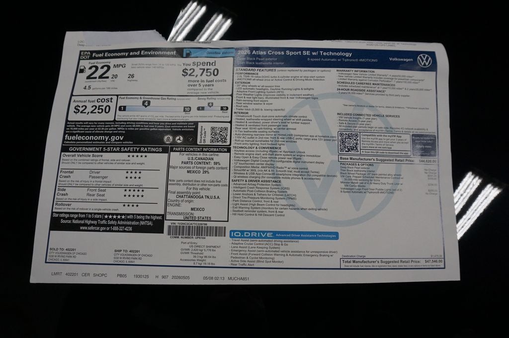 2026 Volkswagen Atlas Cross Sport 2.0T SE w/Technology