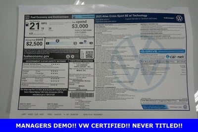 2025 Volkswagen Atlas Cross Sport 2.0T SE w/Technology