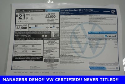 2025 Volkswagen Atlas Cross Sport 2.0T SE w/Technology