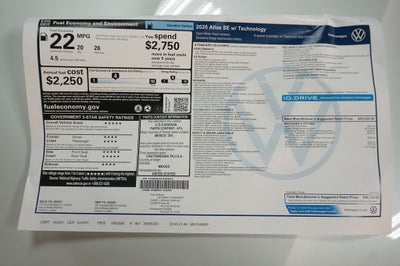 2026 Volkswagen Atlas 2.0T SE w/Technology