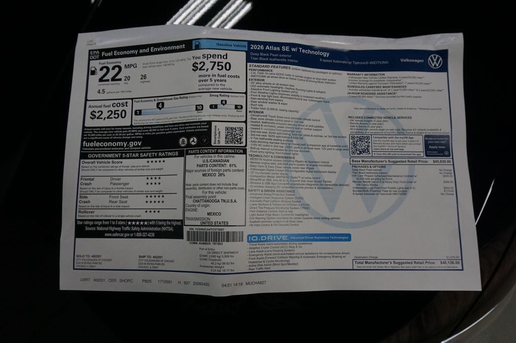 2026 Volkswagen Atlas 2.0T SE w/Technology