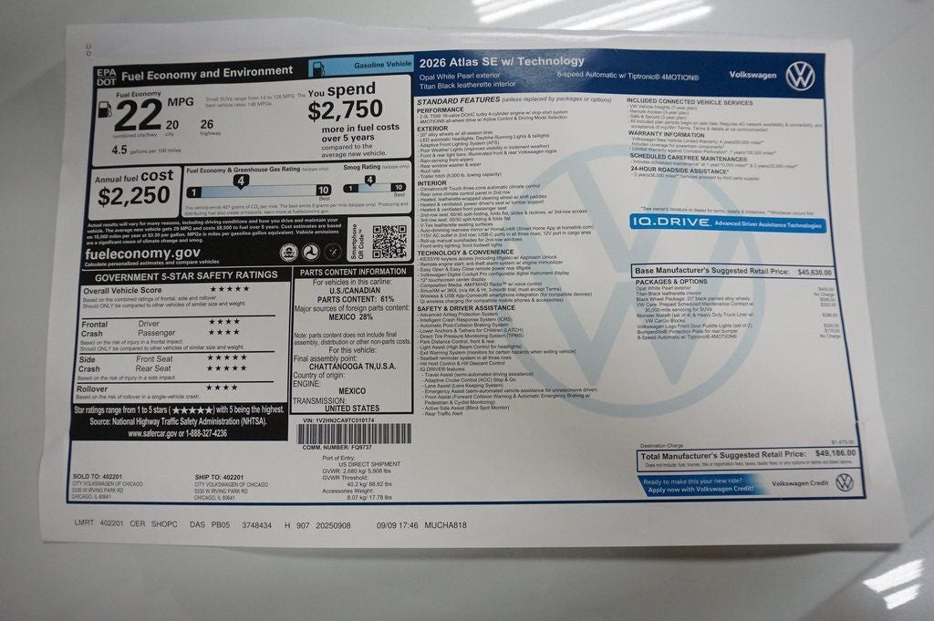 2026 Volkswagen Atlas 2.0T SE w/Technology