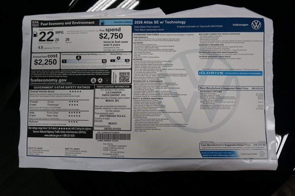 2026 Volkswagen Atlas 2.0T SE w/Technology