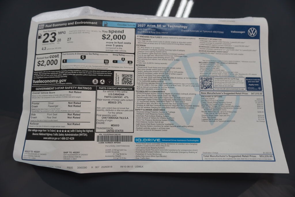 2027 Volkswagen Atlas SE w/Technology