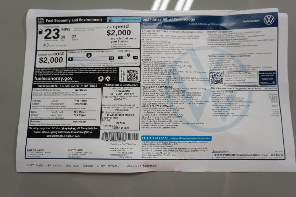 2027 Volkswagen Atlas SE w/Technology