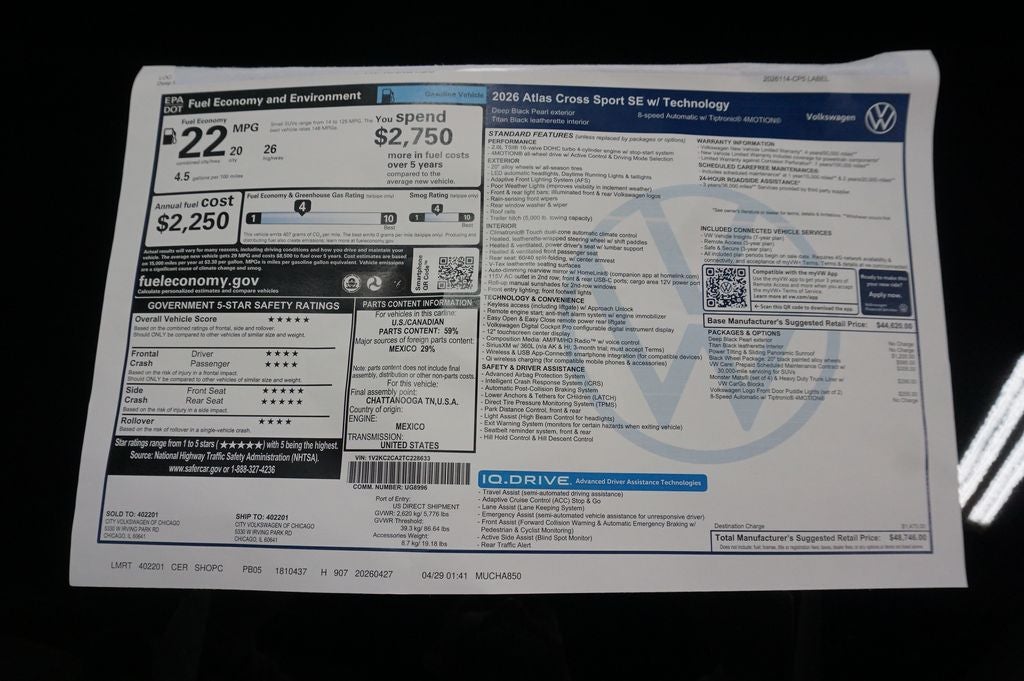 2026 Volkswagen Atlas Cross Sport 2.0T SE w/Technology