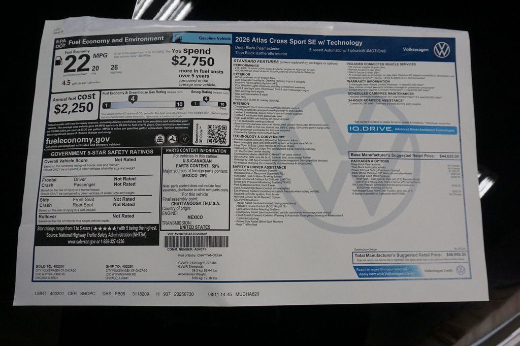 2026 Volkswagen Atlas Cross Sport 2.0T SE w/Technology