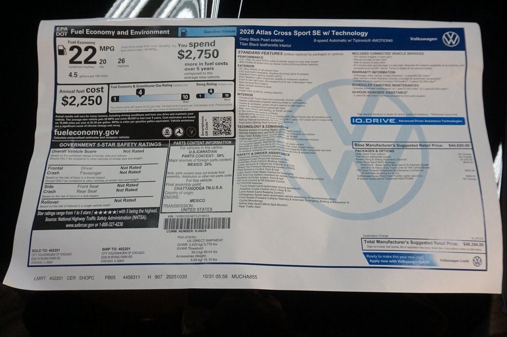 2026 Volkswagen Atlas Cross Sport 2.0T SE w/Technology