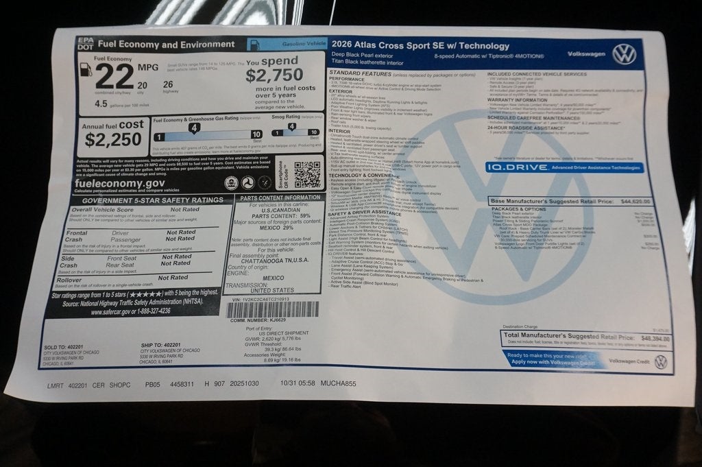 2026 Volkswagen Atlas Cross Sport 2.0T SE w/Technology