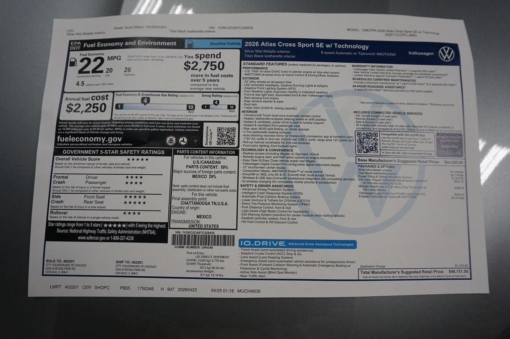 2026 Volkswagen Atlas Cross Sport 2.0T SE w/Technology