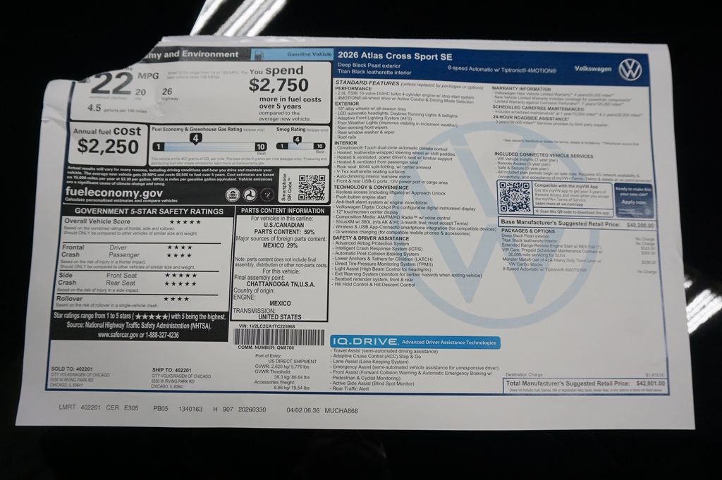 2026 Volkswagen Atlas Cross Sport 2.0T SE