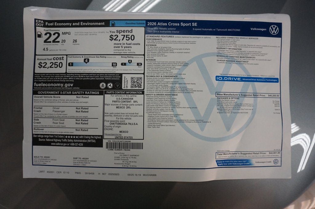 2026 Volkswagen Atlas Cross Sport 2.0T SE