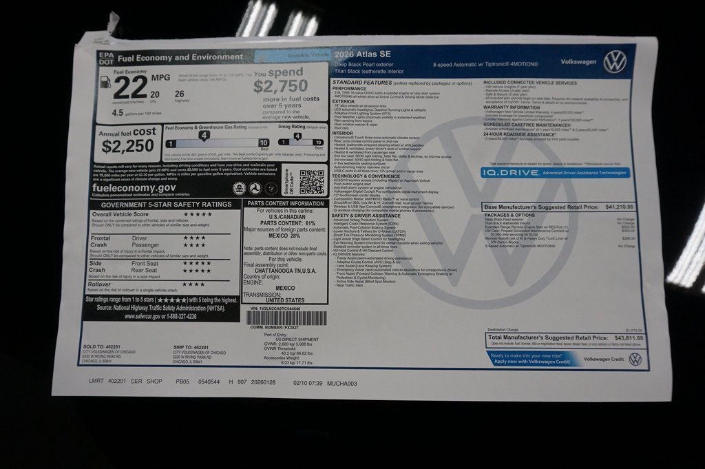 2026 Volkswagen Atlas 2.0T SE