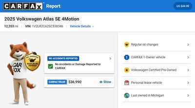 2025 Volkswagen Atlas 2.0T SE