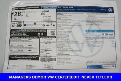 2025 Volkswagen Taos 1.5T SE Black