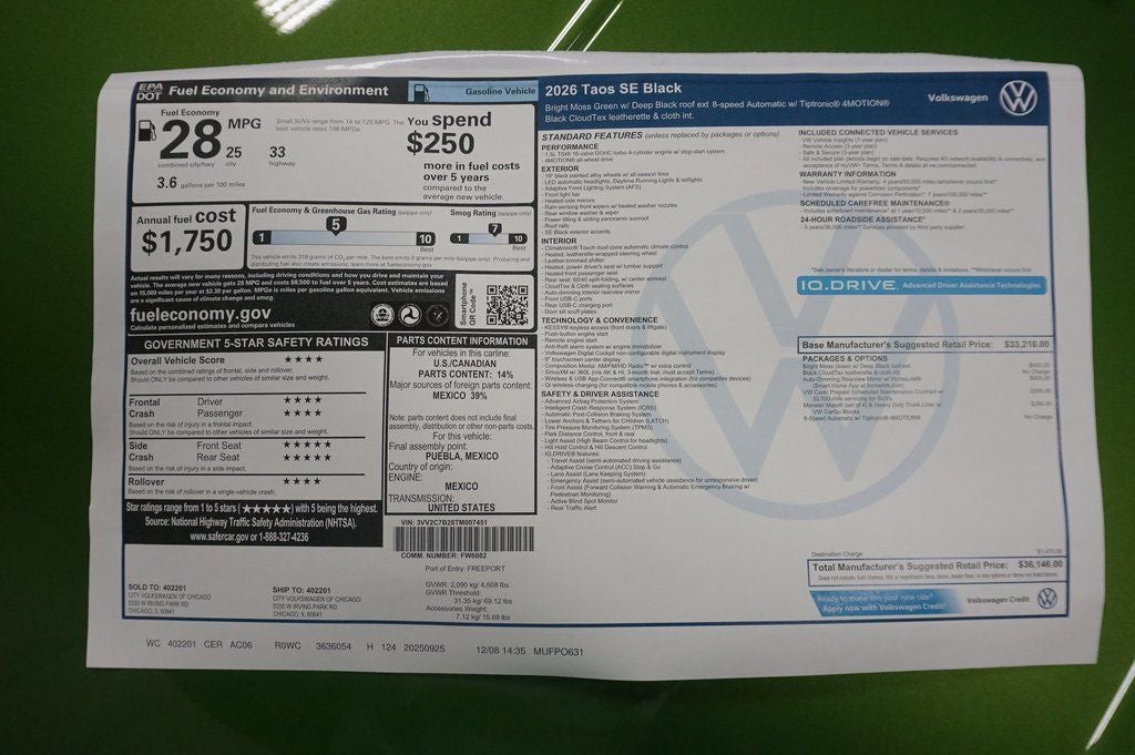 2026 Volkswagen Taos 1.5T SE Black