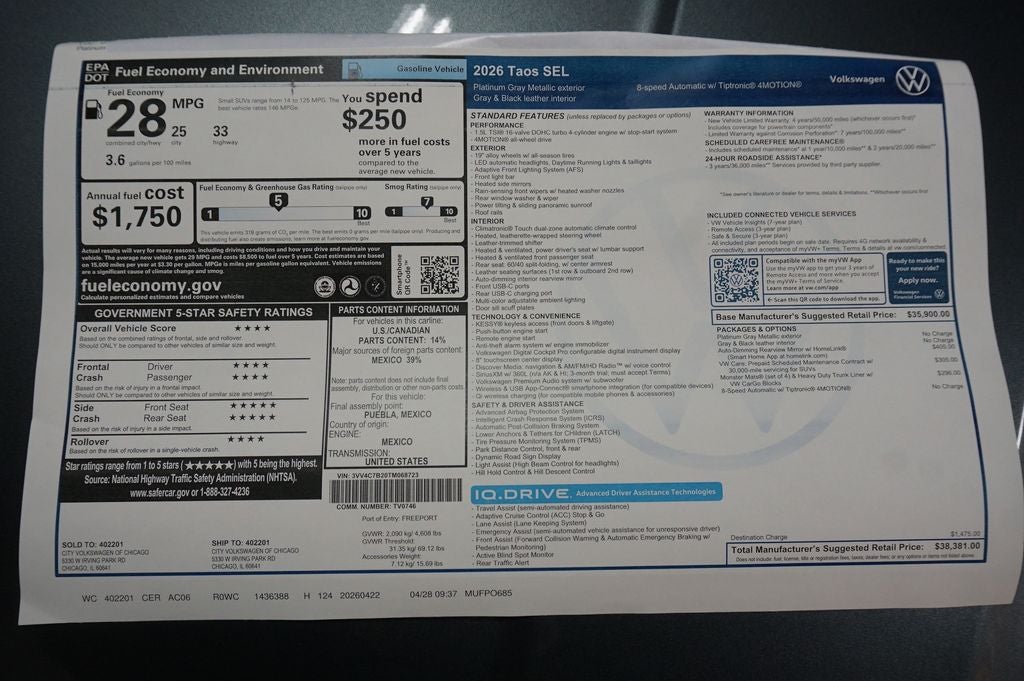 2026 Volkswagen Taos 1.5T SEL