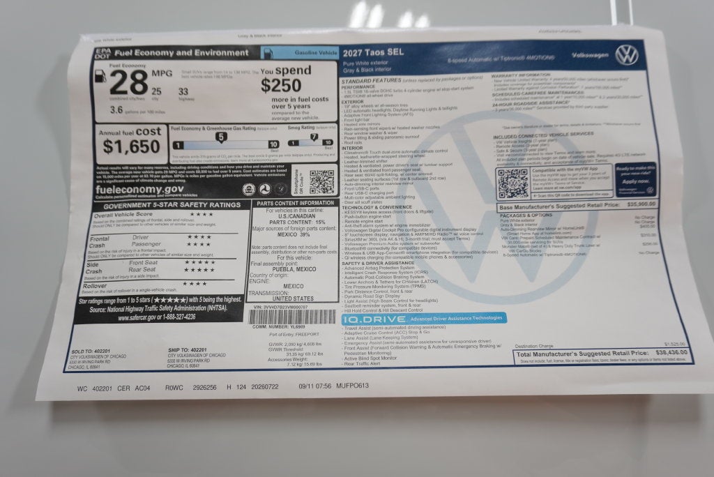 2027 Volkswagen Taos 1.5T SEL