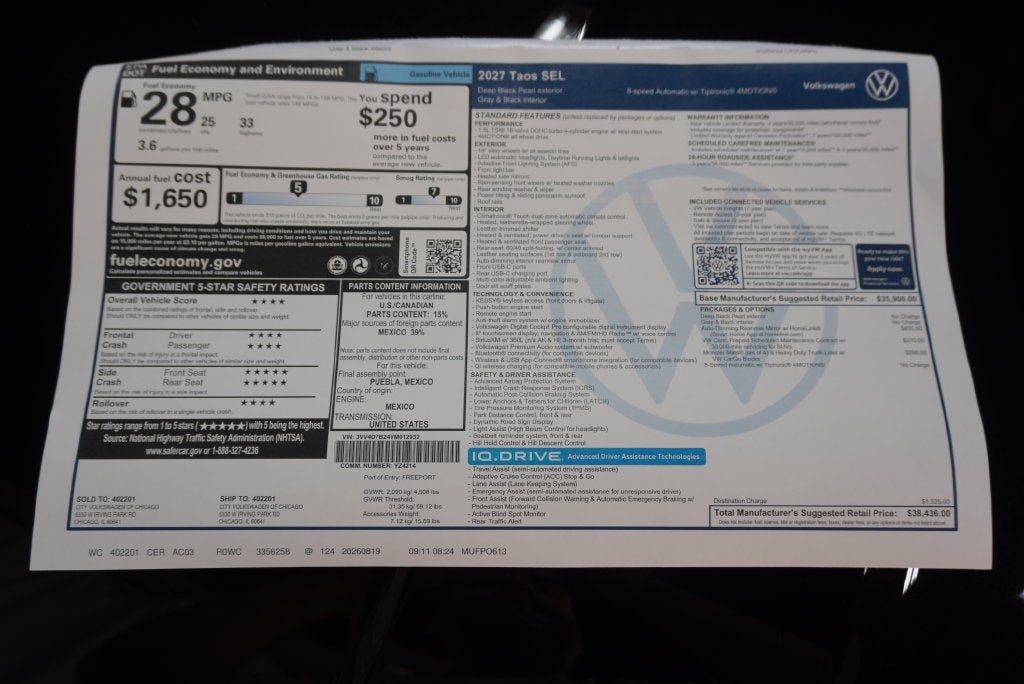 2027 Volkswagen Taos 1.5T SEL