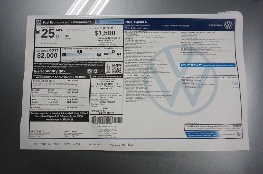 2026 Volkswagen Tiguan 2.0T S